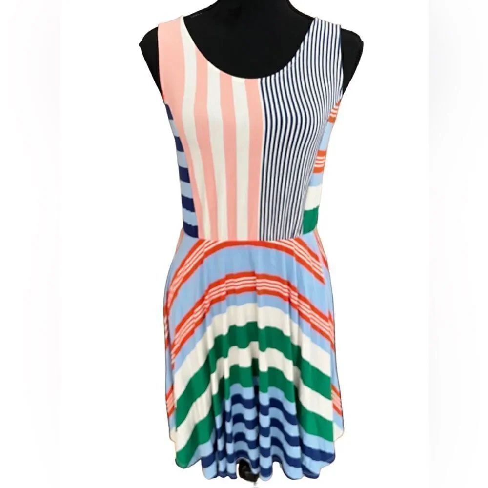 Daniel Cremieux Joey multi color mixed pattern fit & flare style dress size XS
